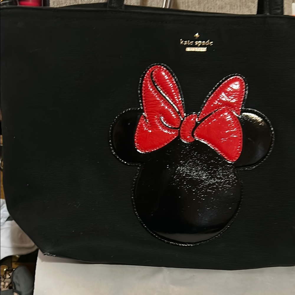 Kate Spade Black and Red Tote with Minnie Mouse Design